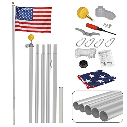 Olympus 3' x 5' American Flag with 15' Aluminum Flagpole Kit - Matthews